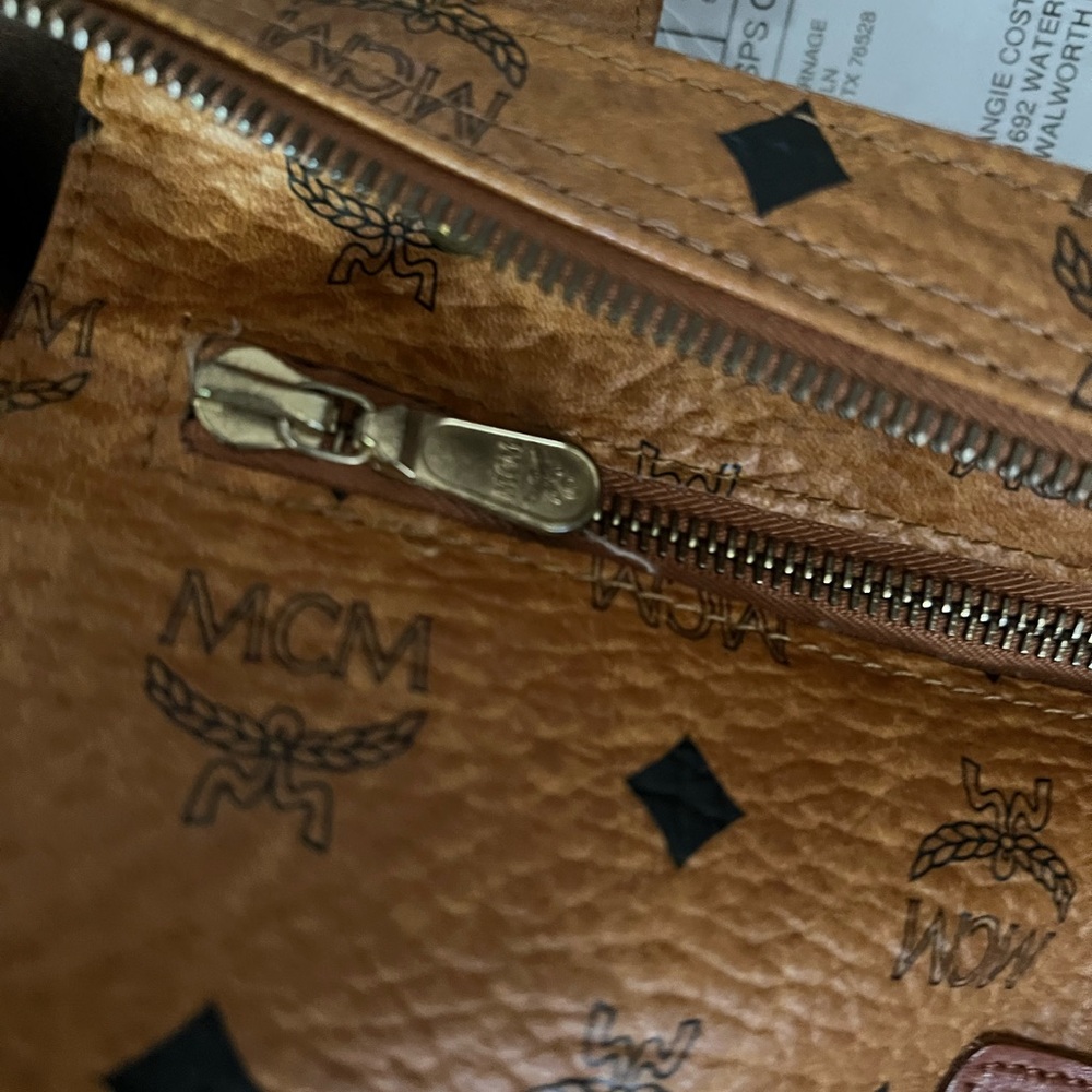 MCM Cognac Visetos Briefcase Work Bag Shoulder Heritage Shopper Vintage Q1971 - Picture 11 of 15